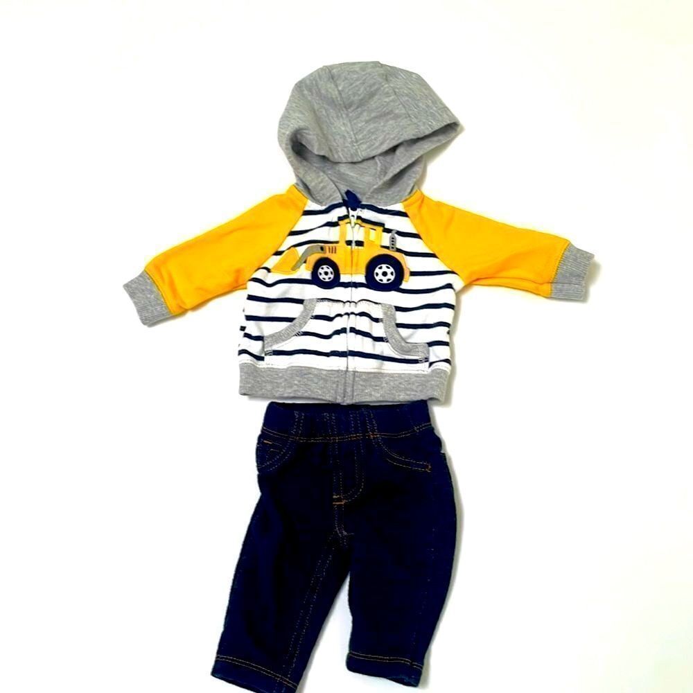 Carters Zip Hoodie / Pant Set - bull dozer